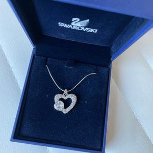 Swarovski crystal heart necklace . 16.5" long chain